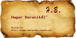 Hager Bereniké névjegykártya